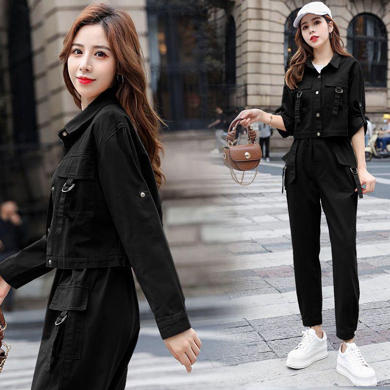 Spring and Autumn Workwear Two-piece Set Suit Streetwear Tracksuit Cargo Coat Casual Pants 2 Piece Sets Women's Outfits