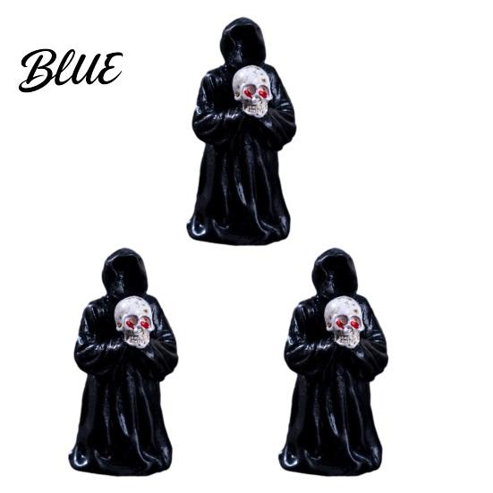 Durable Halloween Figurine 3Pcs Mini Resin Figurines Miniature Pumpkin Ghost Grim Reaper Castle