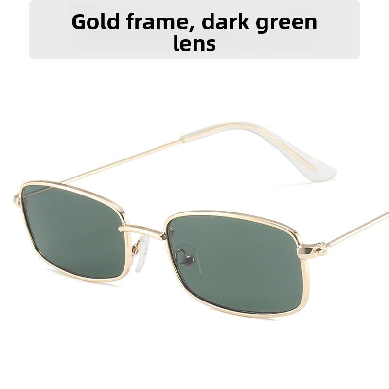 Fashion Square Sunglasses Metal Frame Pink Lens Uv Protection For Party And Stage Performance