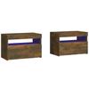 Table de chevet - Maison Exclusive - 2 pcs - Chêne fumé - Lumières LED RVB - 60x35x40 cm