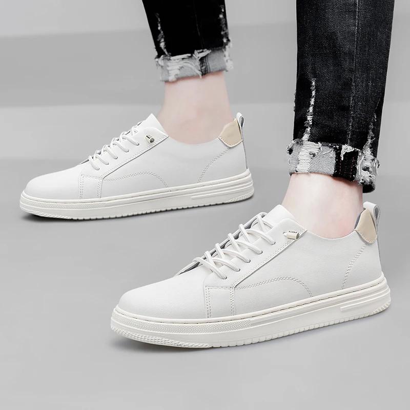 Fashion Men's Genuine Casual Shoes Handmade Leather Black Business Shoes for Men Comfort Classic White Luxury Shoes Mocasines Hombre