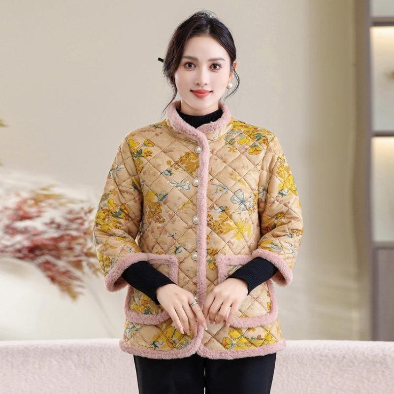 

New winter seven-point padded jacket, velvet warm padded jacket, medium and old thickened half-sleeved padded jacket, women s jacket 5XL [recommended 150-80kg]