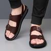 Fashion Solid Color Summer New Leather Sandals for Men Fashion Buckle Designer Light Dual-use Casual Slippers Shoes Man