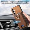 For Samsung Galaxy S25+ Magnetic Case Detachable Card Bag Leather Back Cover with Kickstand