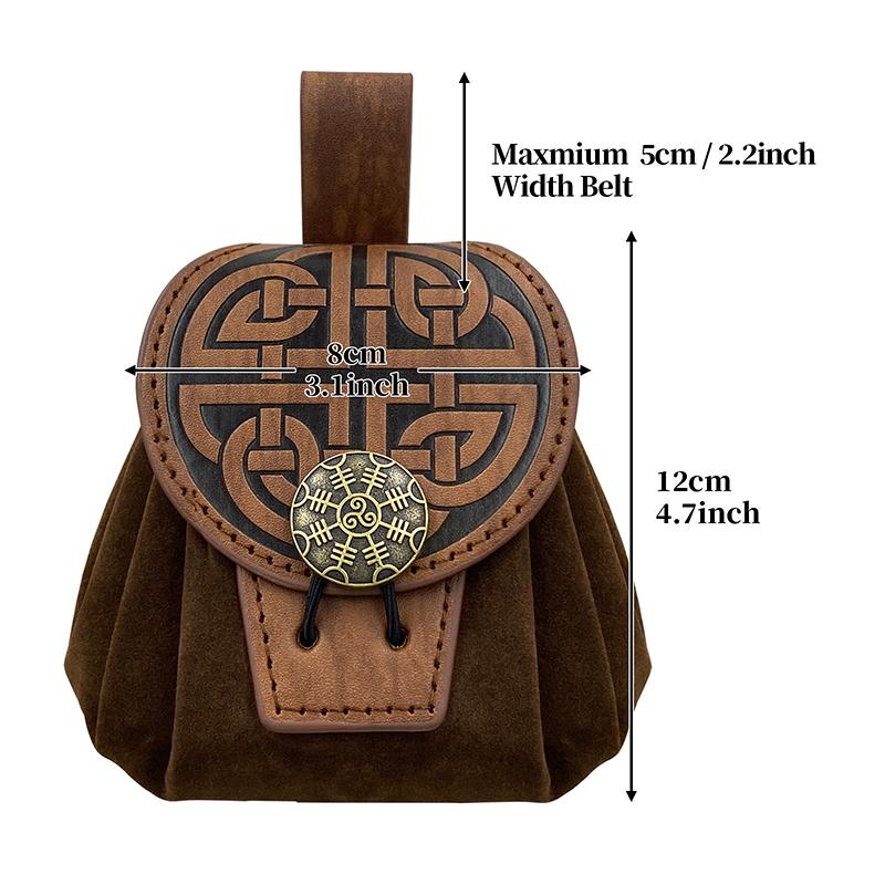 Medieval Punk Retro Waist Bag Pu Leather Outdoor Belt Bag Wallet Travel Party Role Play Cosplay Drawstring Hip Coin Purse
