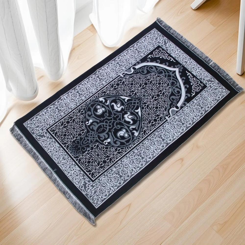 Ethnic Foldable Prayer Rug Rectangle Non-slip Living Room Rug with Tassel Washable Islamic Prayer Mat