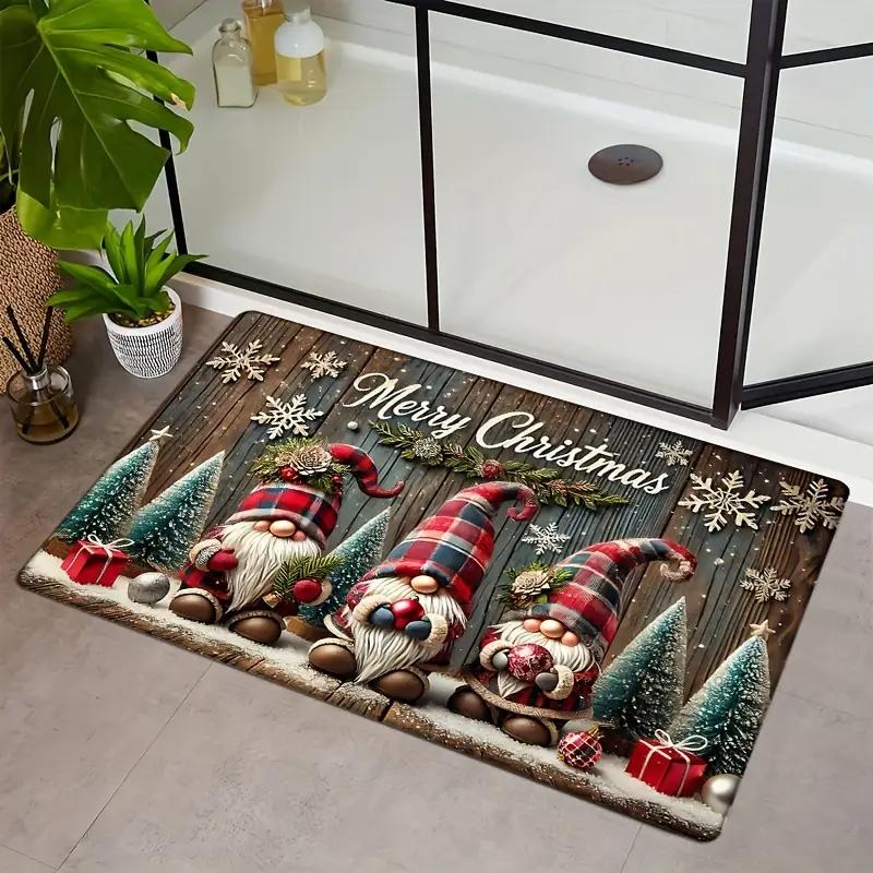 Christmas Gnome Doormat Soft, Comfortable And Non-Slip Home Décor Indoor/Outdoor Entrance Mat Kitchen And Bathroom Rug