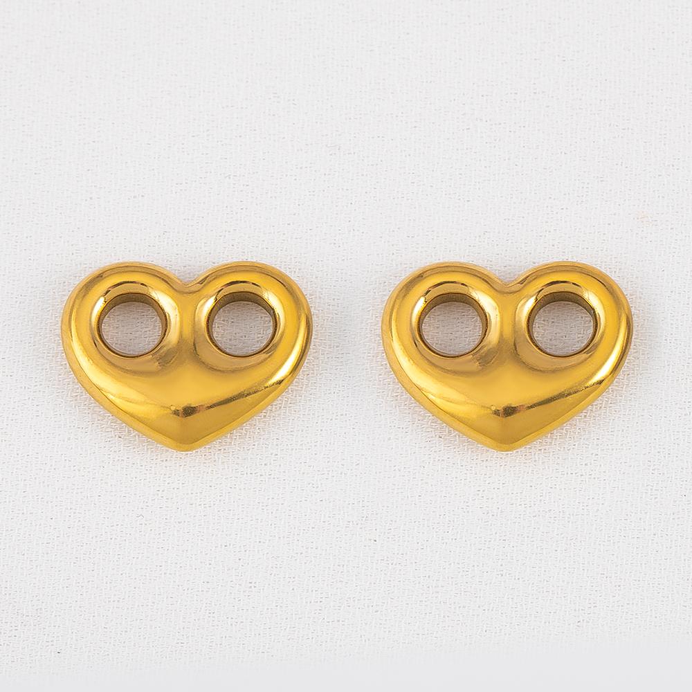 5pcs Stainless Steel Double Hole Love Heart Charms Gold Plated Hearts Pendant for DIY Jewelry Findings Necklace Earring Supplies
