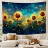 Sunflower Tapestry Galaxy Space Floral Aesthetic Tapestries Starry Sky Nature Hanging Wall Art Decor Home Decoration for Bedroom