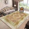 Golden Border Luxury Carpet Soft Foldable Large Rugs for Living Room Easy Clean Non-slip Mat Kids Safe