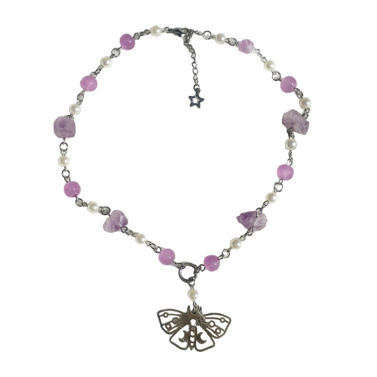 

Handmade Natural Crystal Angel Necklace Butterfly Wing Pendant Necklaces Multi-Layer Tassels Choker Clavicle Chain Gift 4