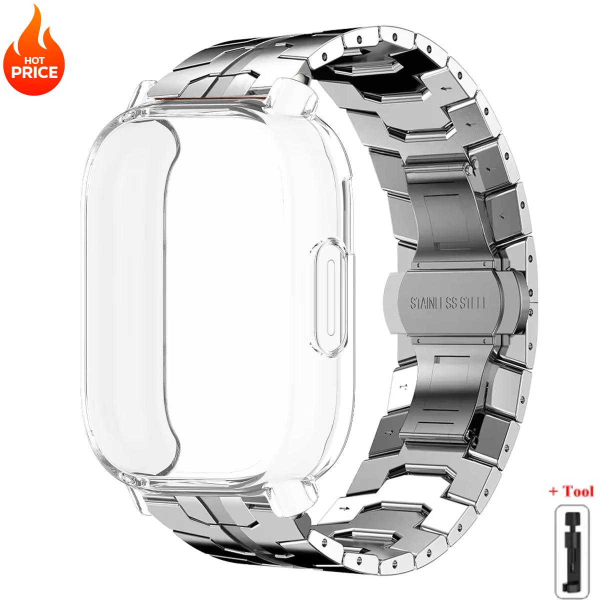 

Чехол+Ремешок Для Redmi Watch 5 Active Мягкий ТПУ Чехол Для Xiaomi Redmi Watch 5 Lite Роскошный Металлический Ремешок Для Часов Браслет из Нержавеющей Стали Redmi Watch 5 Active