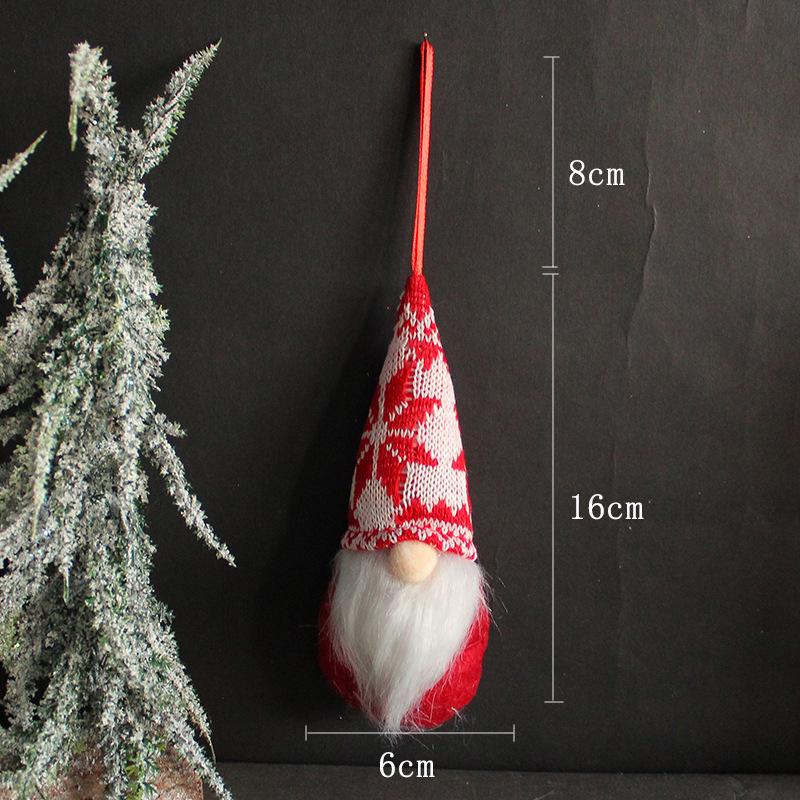 Gestrickter Weihnachtsgnom-Anhänger aus Wolle - Kleine gesichtslose Puppe zur Baumdekoration
