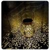 Solar Powered Iron Projection Light Outdoor Garden Hanging Lantern With Hollow Out Design For Patio Fence Decoration