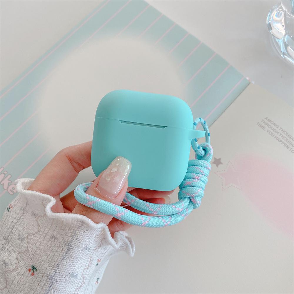 Simple Solid Color Silicone Earphone Cover for Apple AirPods 1 /1 Generation Polka Dot Short Rope Case PRO1 PRO1
