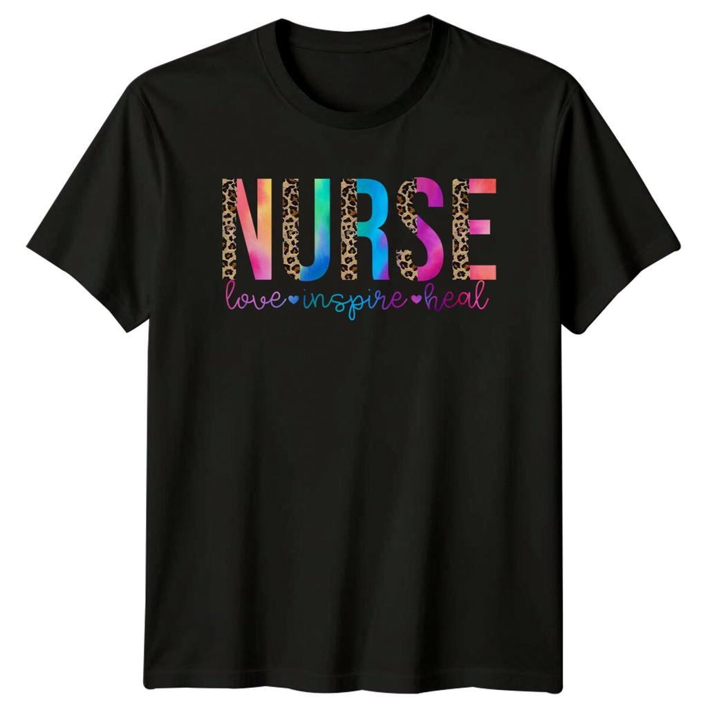 Nurse Love Inspire Heal Leopard TShirt Nursing Job Tee