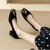 Autumn New Celebrity Style Pointed Head Thick Low Heel Color Matching One Pedal Light Mouth Single Shoes Women's Versatile Commuter Shoes