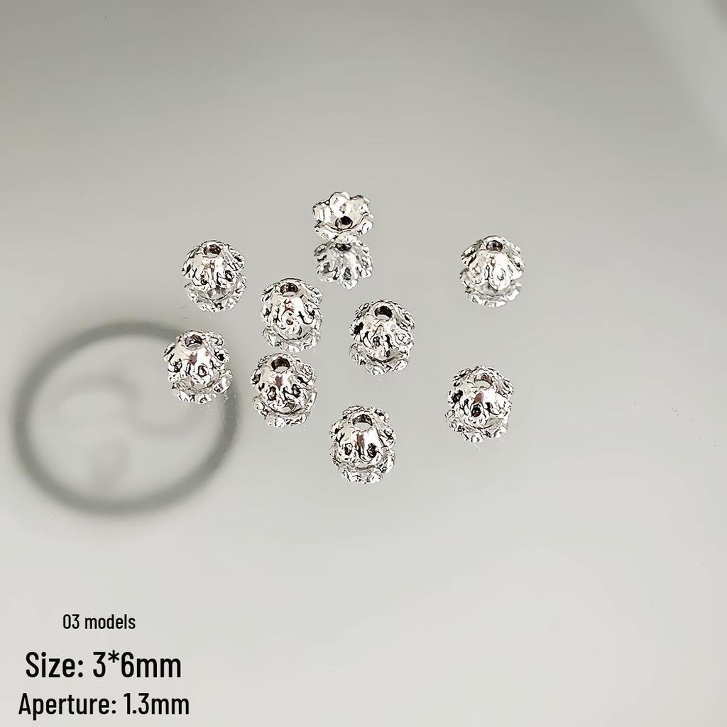 Retro Distressed Alloy Antique Silver Flower Spacer Bead Cap for DIY Bracelet & Necklace Making