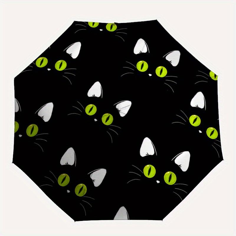 

1pc Black Cat Pattern Automatic Open, Sturdy Iron Frame, Compact Folding Design, All-Season Portable Umbrella for Women & Men, Outdoor Umbre