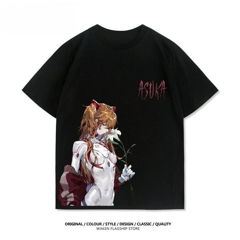

2026 New EVA Asuka Print T-shirt Short Sleeve T-shirt Men s and Women s T-shirt Sports Fitness Men s T-shirt S разноцветный
