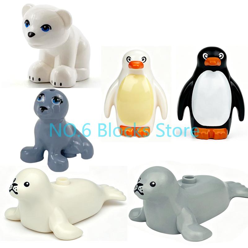 MOC Animal Building Blocks Sheep Dog Wolf Dolphin Pig Whale Elephant Educational Small Particle Zoo Scene Gift DIY Brick Toy S15