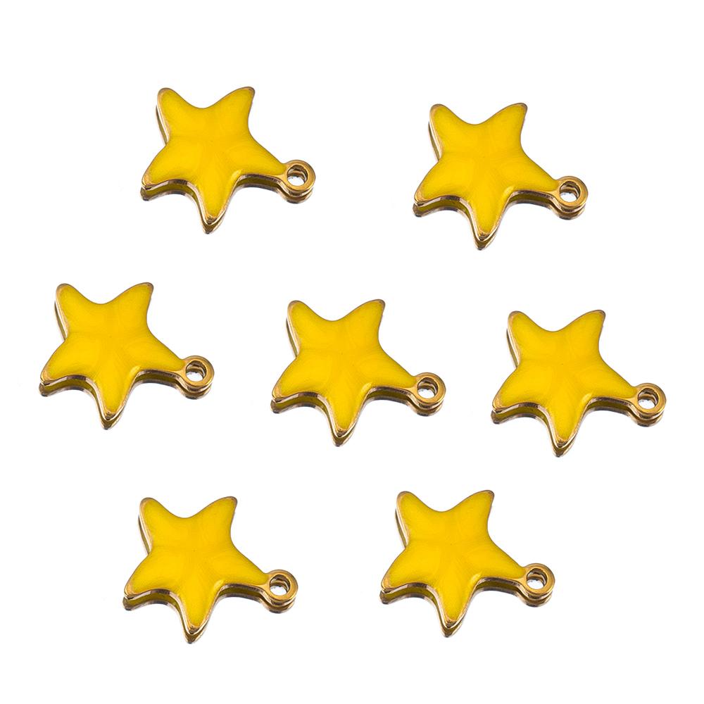10pcs New Stainless Steel Colorful Marine Coral Starfish Fish Seaweed Charm Necklace Earring Pendant Base for DIY Jewelry Making