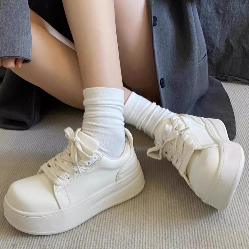 Soft cowhide~ Gu Qianqian mango head leather bread shoes women's thick-soled versatile casual little white shoes tide