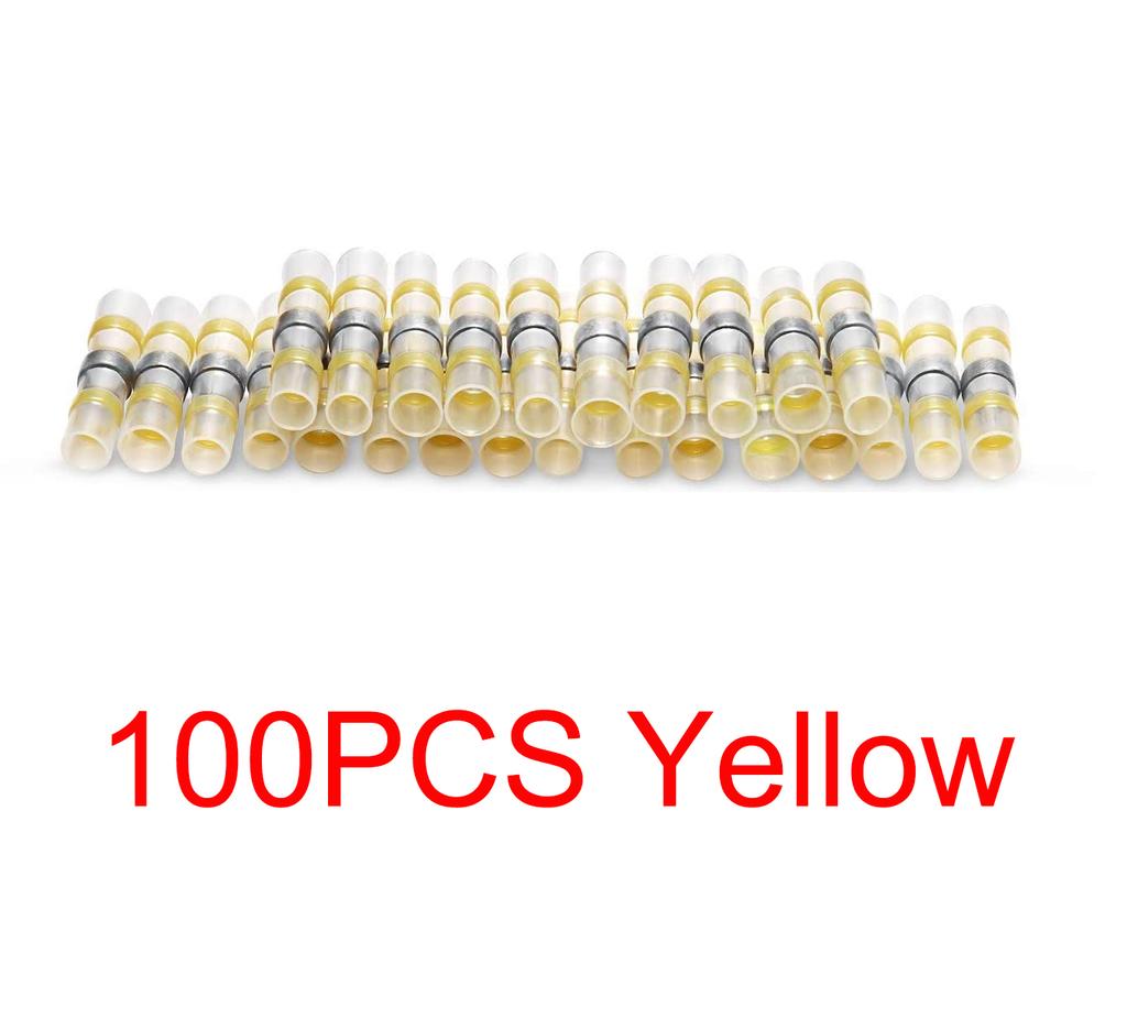 100pcs Solder Seal Wire Connectors Heat Shrink Solder Seal Butt Connectors Electrical Terminals Insulated Waterproof Copper Wire