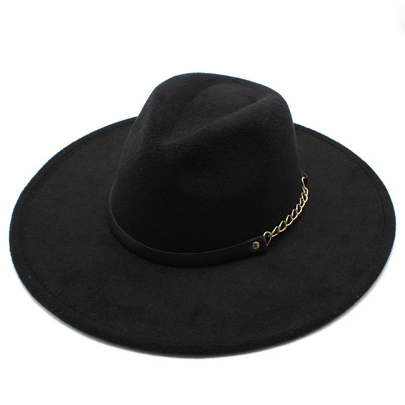 Wool 9.5Cm Big Eaves Jazz Top Hat Men'S And Women'S Peach Heart Top Chain Top Hat Felt Hat