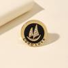 Brooch Pin Sparkling Rhinestones Inlaid Sailing Ship Pattern Smooth Polished Surface Suit Neck Badge Anti-exposure Buckle