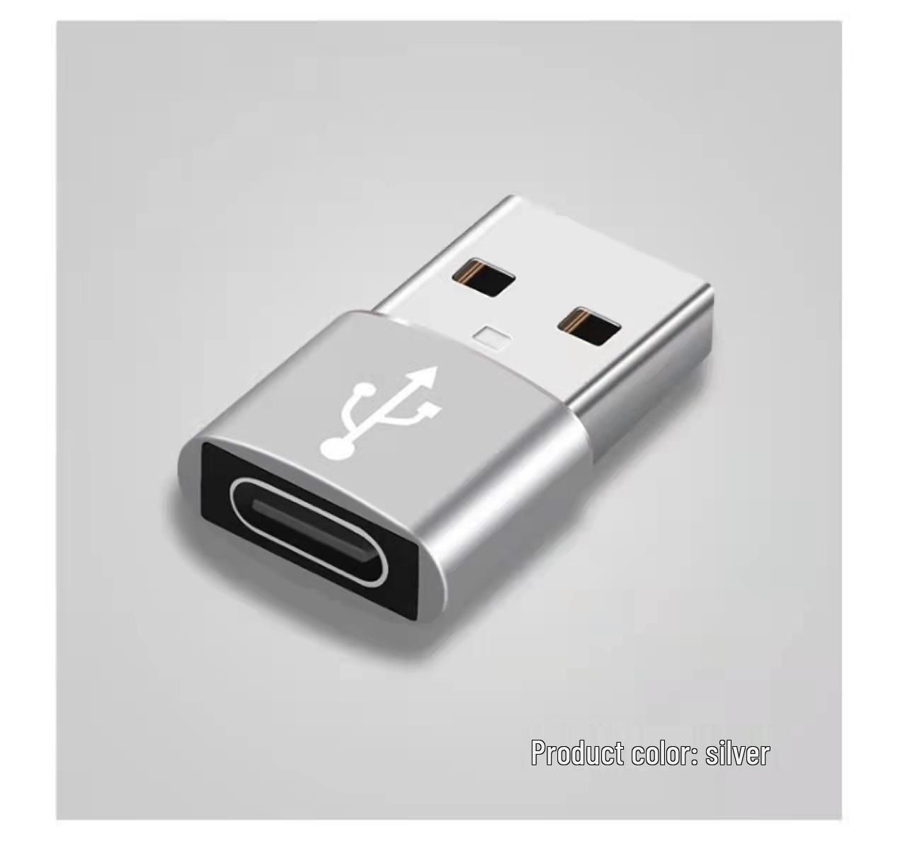 

Адаптер USB-C до USB-A для передачі мобільних даних та флеш-накопичувачів срібний