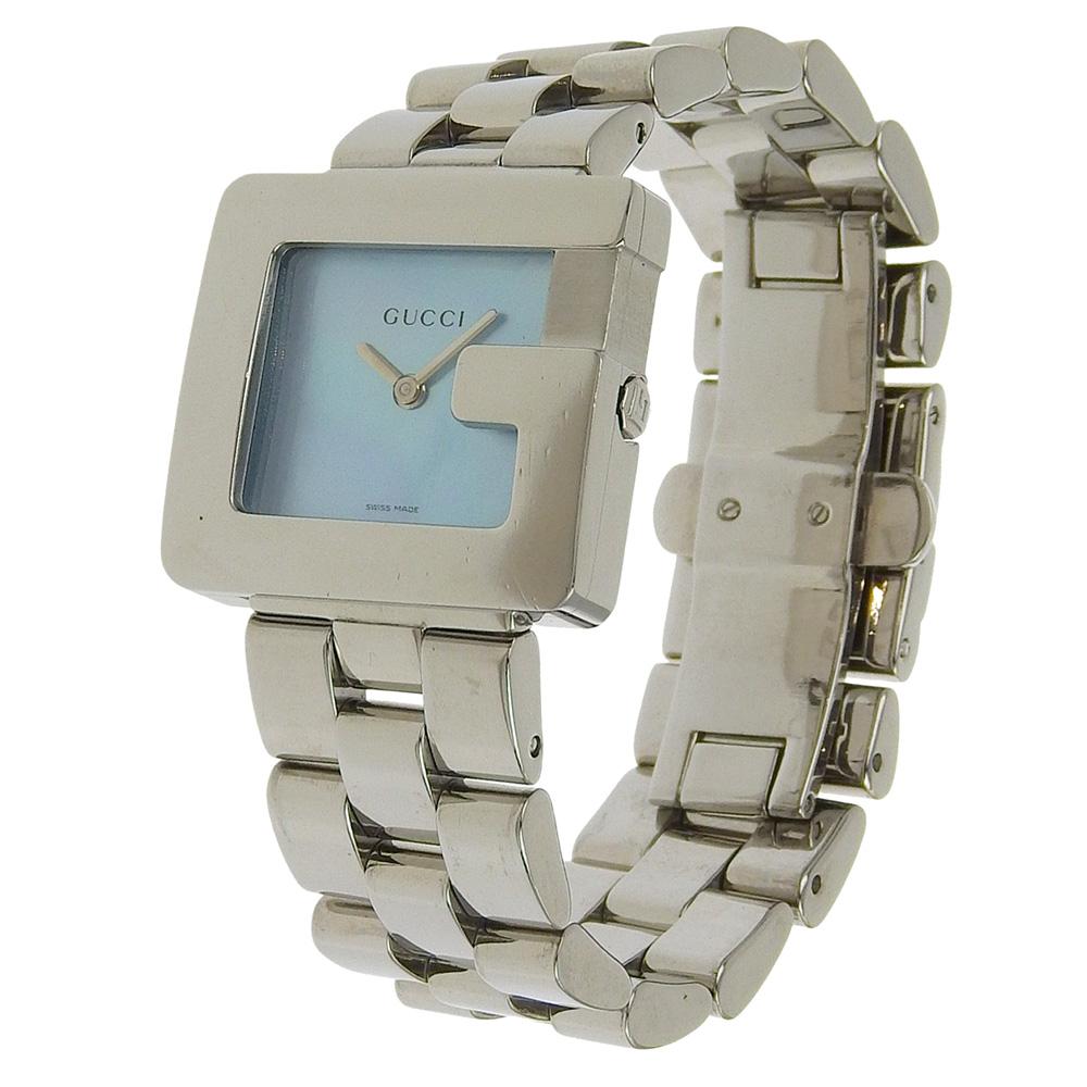Gucci G Watch Watches 3600J Blue shellDial Stainless Steel Quartz Analog Display Women Used