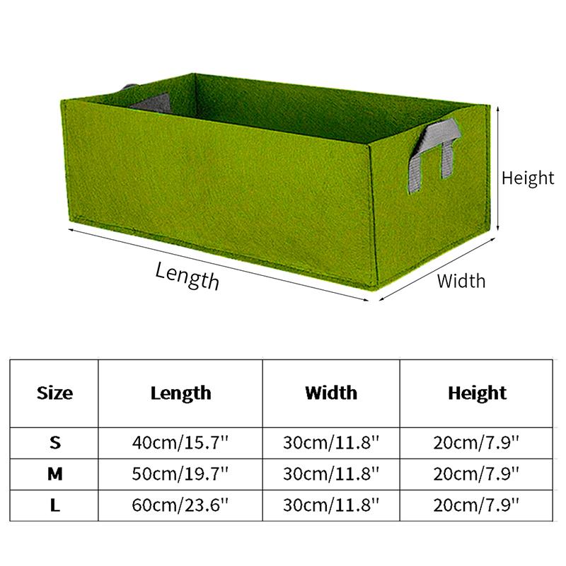 Felt Grow Bag Rectangle Planting Nursery Pot Outdoor Garden Flower Planting Bag with Handle Garden Vegetable Planting Container