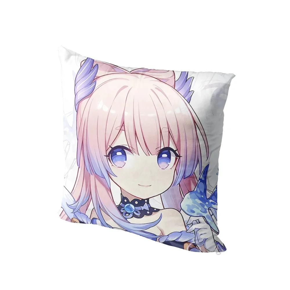 Tvådimensionella Genshin Kuddfodral Sovsal Soffa Sängkant Kuddfodral Tecknad Anime Dekor Tvåriktad Prydnadskudde