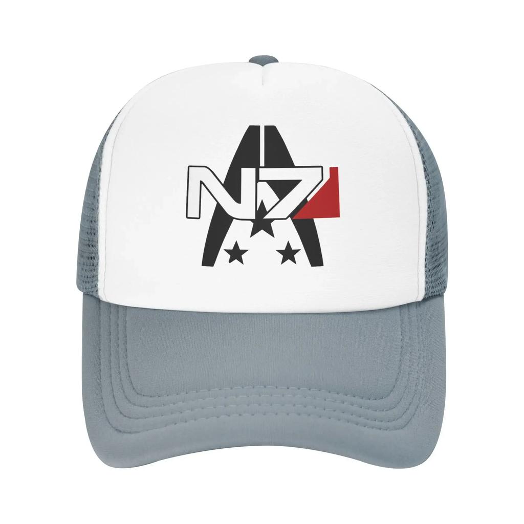 For Player Fans 2025 Mass Effect N7 Alliance Travel Mesh Baseball Caps Women Adult Male Beach Sunscreen Hat Hip Hop Trucker Cap