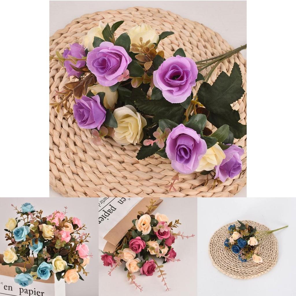 Elegant Rose Artificial Flower Bundle With Durable Silk For Home And Wedding Use