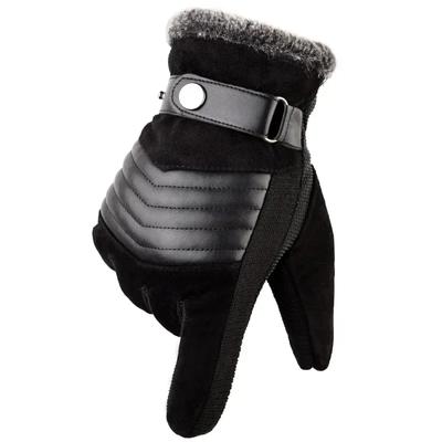Touchscreen-Winterhandschuhe aus Leder für Herren, warm, lässig, für Outdoor-Sport, Vollfinger, Radfahren, Reiten, Motorradhandschuhe