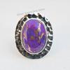 Purple Copper Turquoise Sterling Silver Ring, Hammered Design, December Birthstone