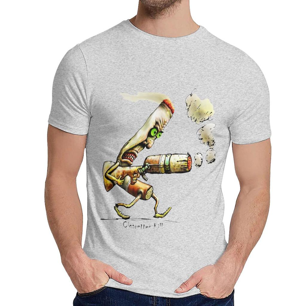 Streetwear Cigarettes Kill T Shirt Men Crazy Organic Cotton Camiseta Crewneck