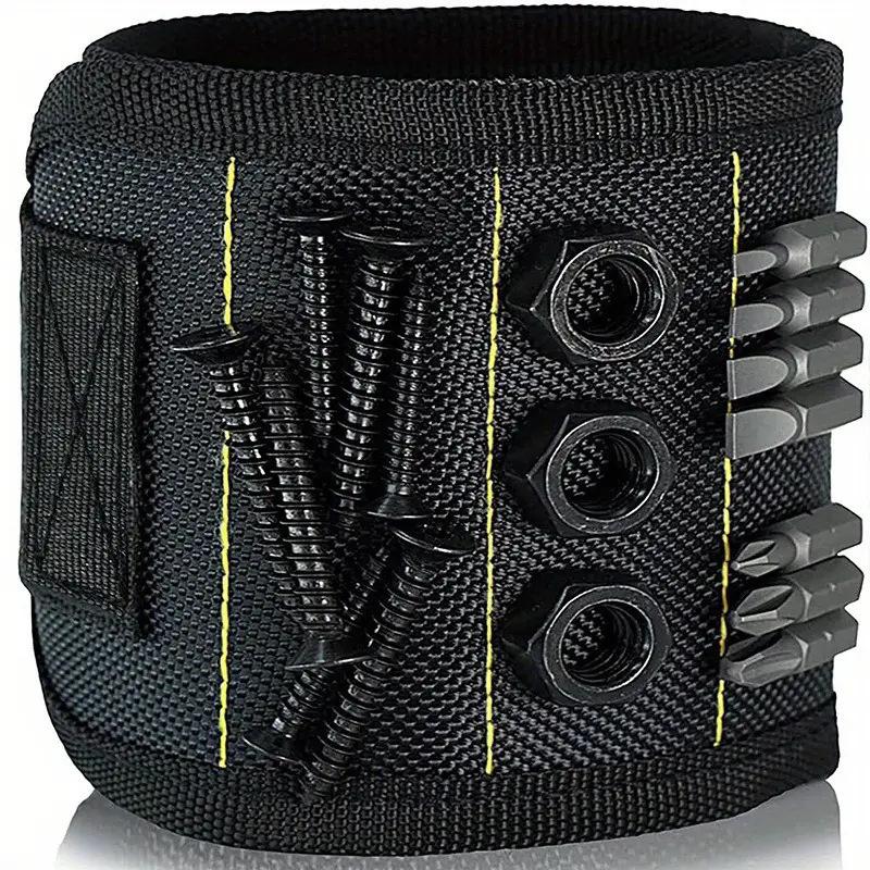 Magnetic Wristband Tool Holder Magnetic Screw Holder Wrist Strap for Electricians Repair Work чёрный