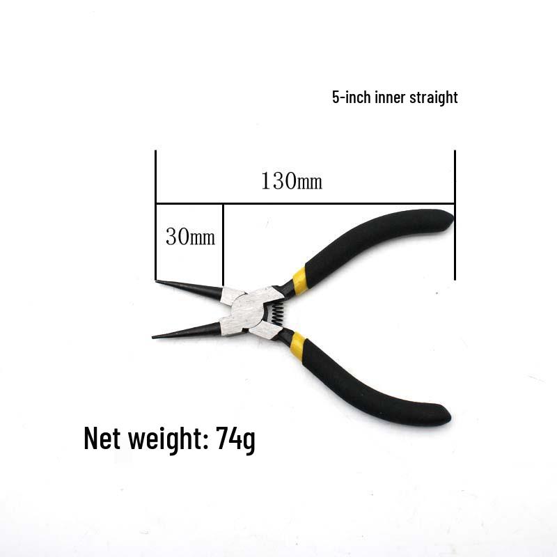 5" Industrial-Grade Multifunction Circlip Pliers - Dual-Use, Inner & Outer Straight, Manual Disassembly Tool