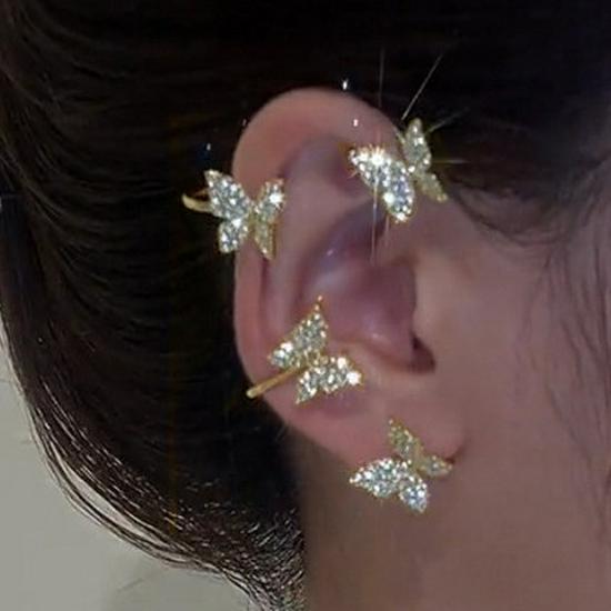 

B574 Douyin Butterfly Sparkle No-Pierce Ear Cuff for Women - Light Luxury Niche Design