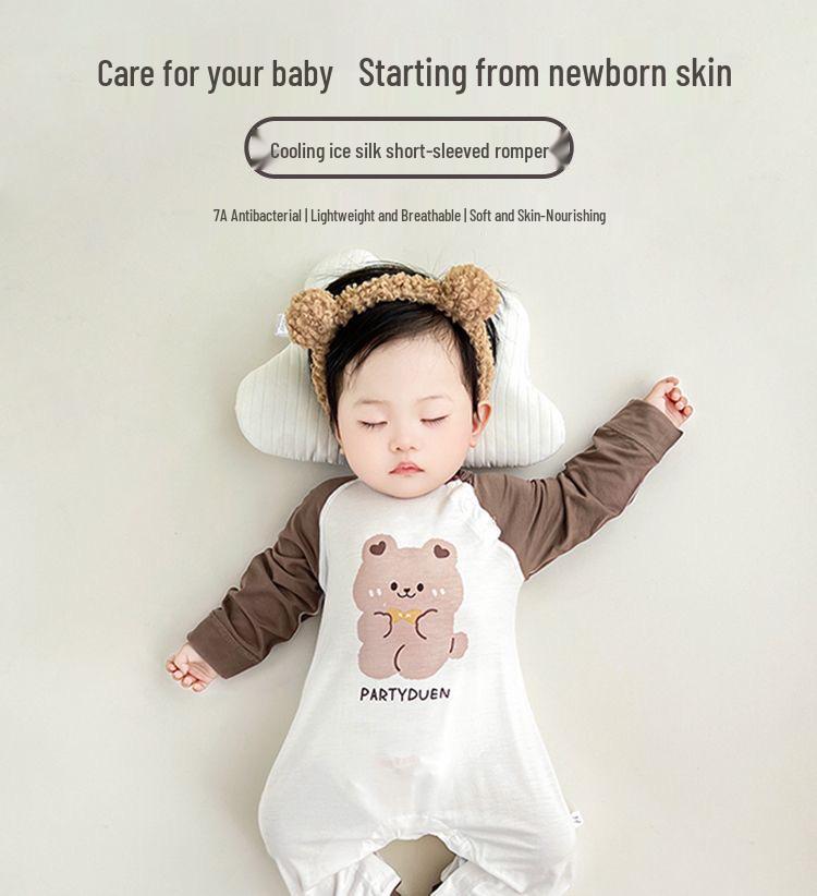 Modal Sommer Baby Langarm Strampler Schlafanzug für Neugeborene