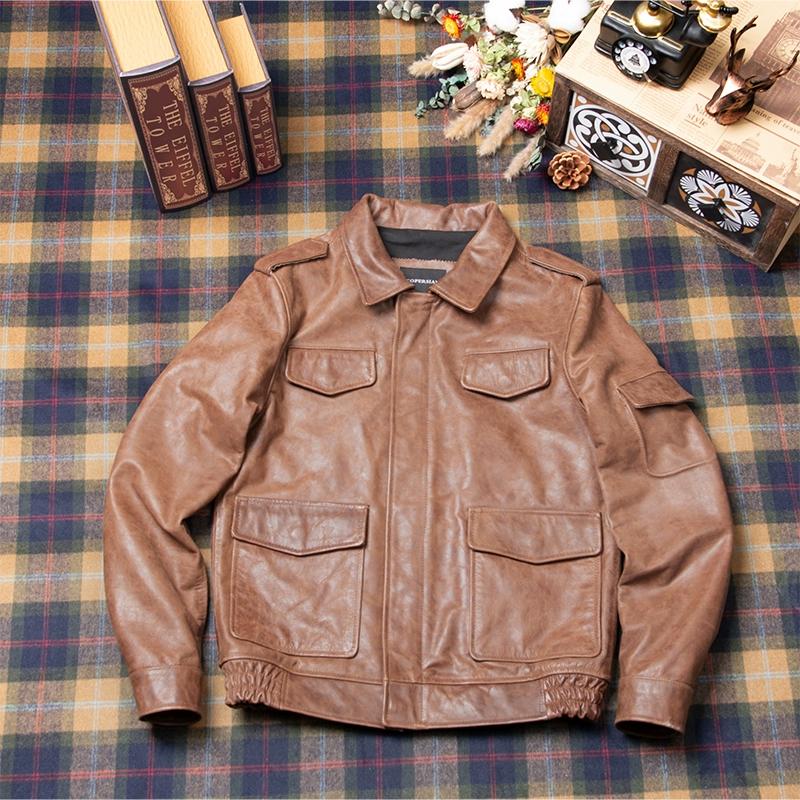 

Китайский размер коричневый черный настоящая коровья кожа M65 охотничья кожаная куртка мужская натуральная кожа пальто зимние карманы куртки 7XL