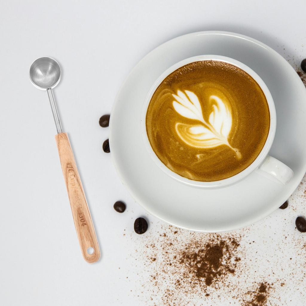 Stainless Steel Coffee Measuring Spoon Wood Handle 8ml Silver Finish Accurate Baking Powdered Milk Scoop Measure Cups