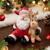Festive Figurine for Shop Display Christmas Santa Claus Figurine, Resin Elk Statue, Cute Eve Gift Friends Holiday Desktop Decoration Home Tabletop