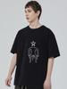 Black T Shirt With Star Head Human Outline Print Casual Streetwear For Men And Women