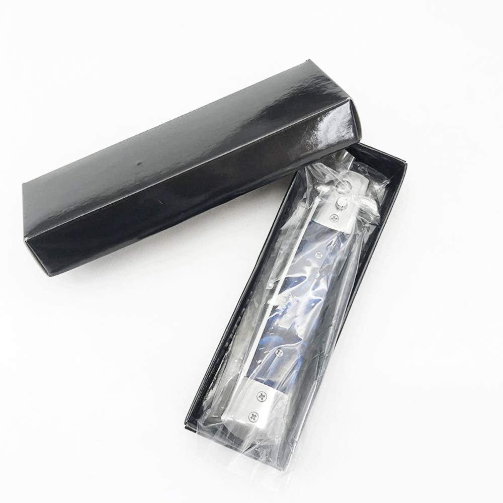 Portable Stainless Steel Folding Comb with Automatic Mini Scalp Hair Comb for Men Compact, Switch, Size, Coarse-Toothed Comb, (Color White)