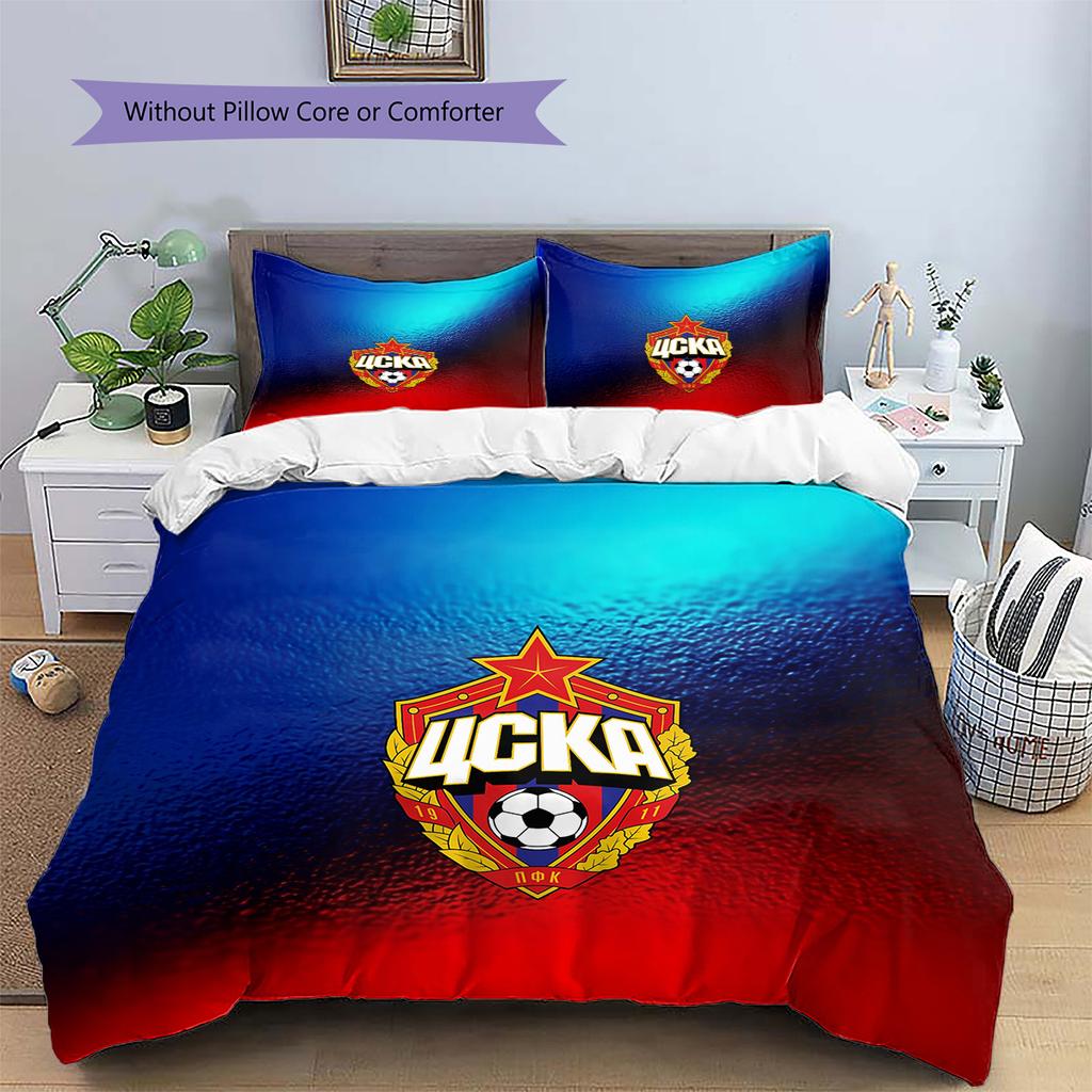 CSKA Moscow Football Club Pattern Bedding Quilt Set Home Decoration Gift (1 * duvet cover + 2 * pillowcase without core)