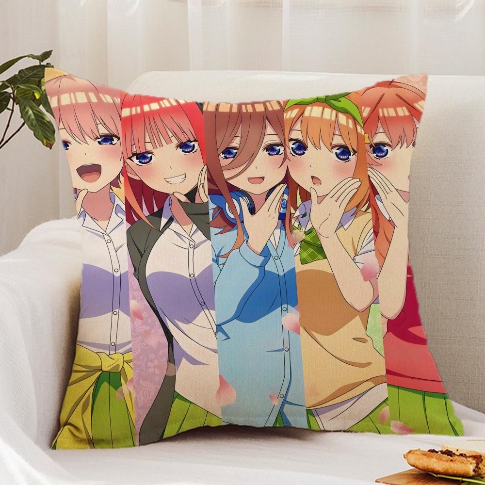 Cute The Q-Quintessential Q-Quintuplets Cushion Cover Premium Comfort Reversible Pillow Cover - Dual - Use Design for Home & Car